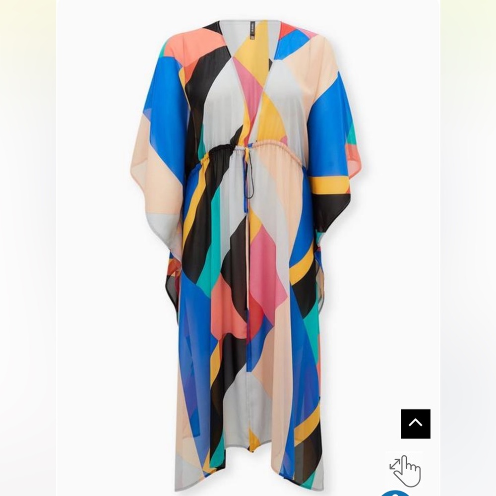 Torrid Maxi Chiffon Coverup Kimono Geo Promt Multi Color size 3/4